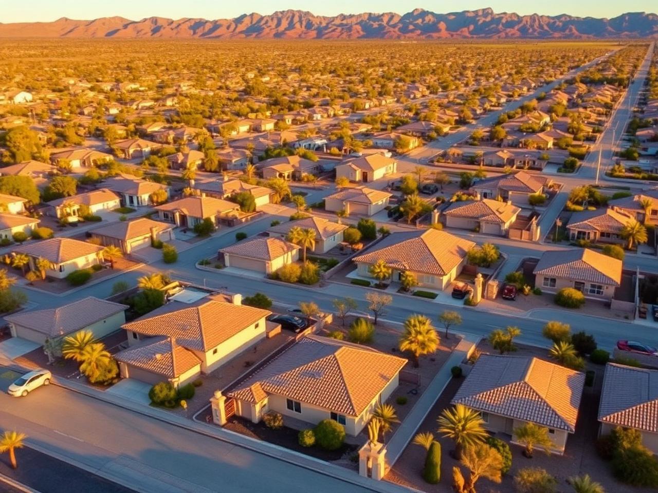 Aerial view of a Tucson neighborhood near Davis-Monthan AFB